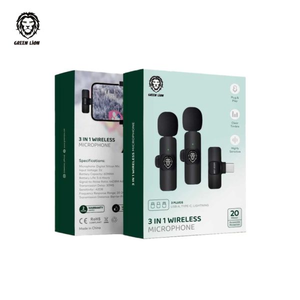 میکروفن وایرلس 3 در 1 گرین Green 3 in 1 Wireless Microphone