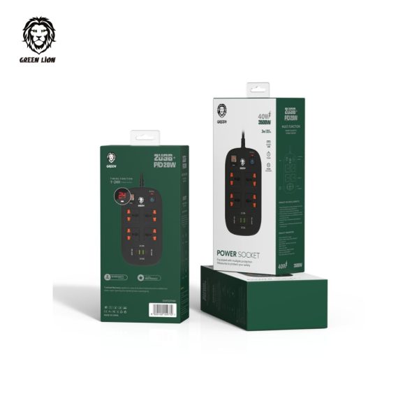 چندراهی برق مدل green lion multiport smart power socket