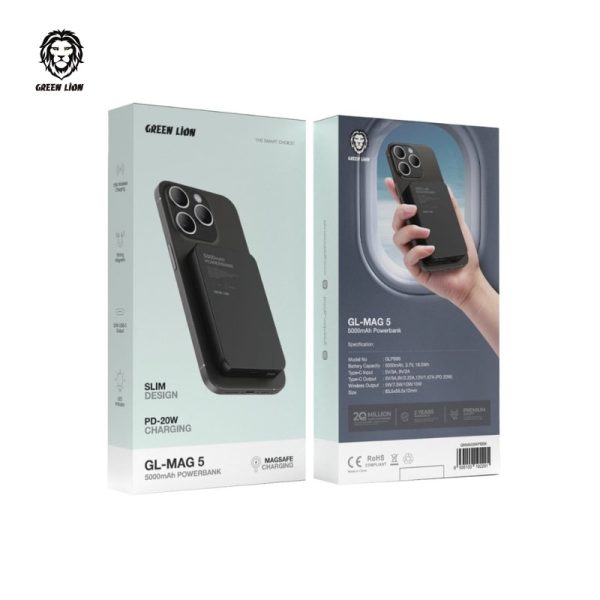 پاوربانک مگ سیف 5K گرین لاین مدل Green Lion GL-MAG 5 Powerbank