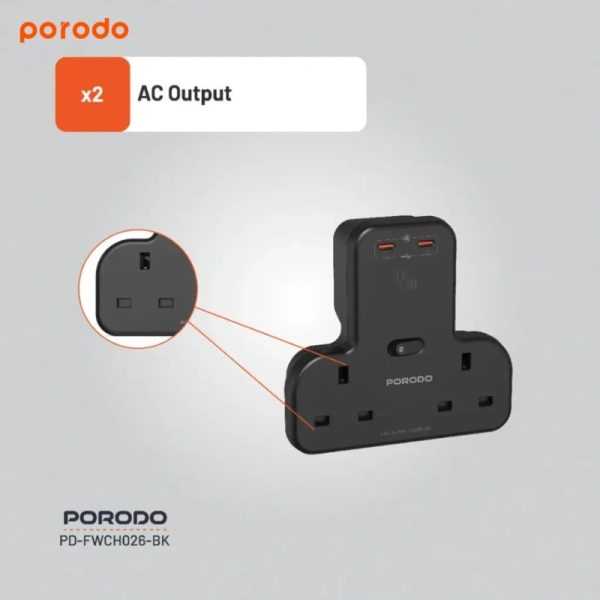 چندراهی دیواری پرودو مدل  Porodo Multi-Port Wall Socket