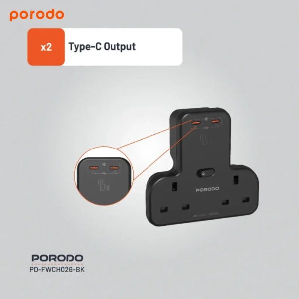چندراهی دیواری پرودو مدل  Porodo Multi-Port Wall Socket