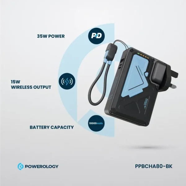 پاوربانک مگسیف و شارژر پاورولوژی مدل Powerology 10K Wallcharger & MagSafe PowerBank